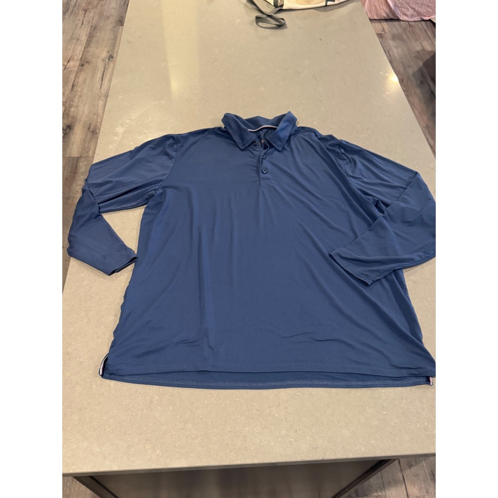 WEATHERPROOF Vintage Long Sleeve Polo Shirt Mens XL Extra Large Blue Golf Casual
